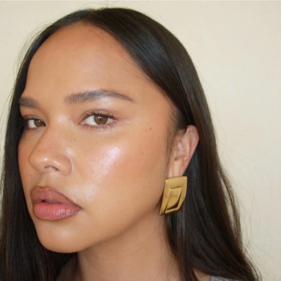 18K Gold Plated Rectangular Earrings*Old Money Style*Statement Earrings - Picture 6 of 10